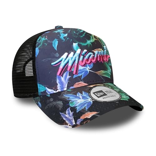 New Era Miami Heat NBA Vice Collection Floral Black Adjustable Trucker Cap - One-Size von New Era