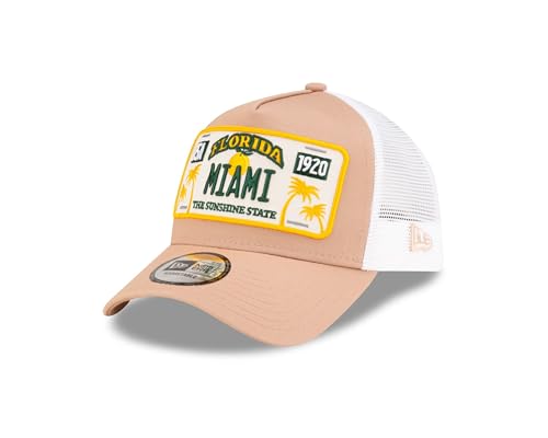 New Era Miami Truckercap Florida Nummernschild Patch verstellbar Kappe Mesh beige - One-Size von New Era