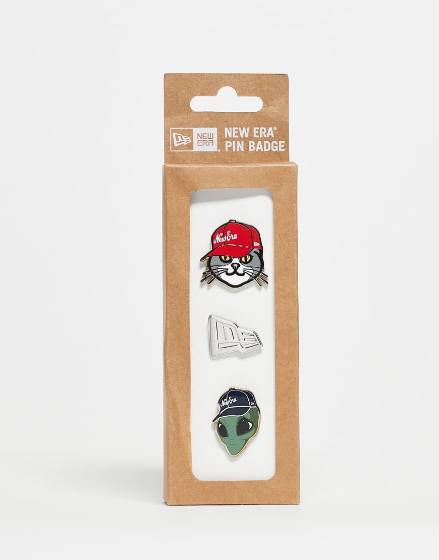 New Era - Mützen-Anstecker im 3er-Pack in Silberoptik, Geschenkpackung von New Era