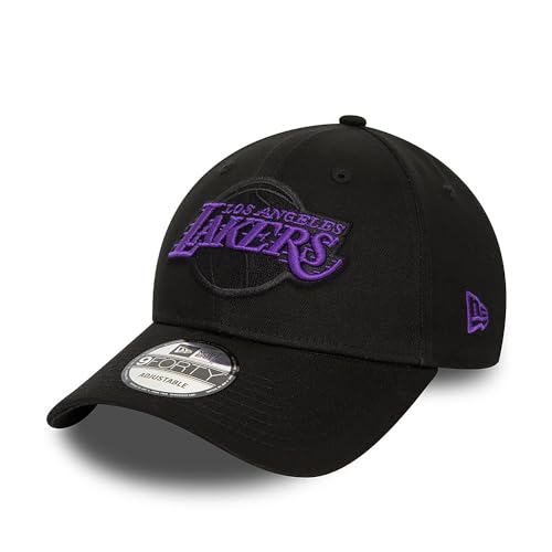 New Era 9Forty Side Patch Lakers Cap Basecap Baseballcap NBA LA Los Angeles Herren - Metallschnalle, mit Schirm Winter Herbst Frühjahr Sommer Frühling-Sommer Herbst-Winter - One Size schwarz von New Era