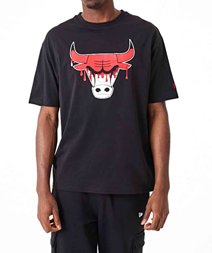 New Era - NBA Chicago Bulls Drip Logo Oversized T-Shirt Farbe Schwarz, Größe L von New Era