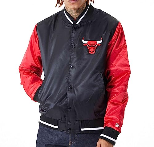 New Era - NBA Chicago Bulls Satin Bomber Jacke Farbe Schwarz, Größe L von New Era