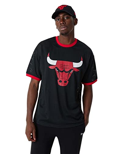 New Era NBA Logo Mesh Chicago Bulls Mesh Oversized T-Shirt schwarz/rot XXL von New Era