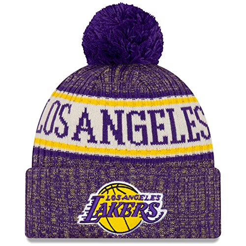 New Era NBA-Mütze für Erwachsene, Unisex, offizielle Sportstrickmütze mit Bommel, Los Angeles Lakers, Einheitsgr��e von New Era