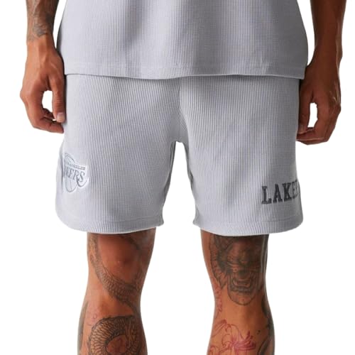 New Era NBA Team Waffle Shorts Los Angeles Lakers Grey (DE/NL/SE/PL, Alphanumerisch, XXL, Regular, Regular, Grau) von New Era