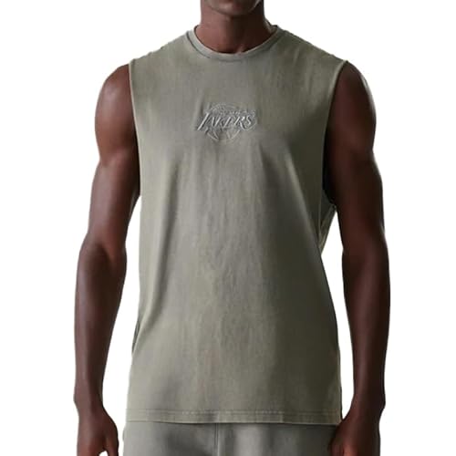 New Era NBA Washed Tanktop Los Angeles Lakers Olive (DE/NL/SE/PL, Alphanumerisch, M, Regular, Regular, Grün) von New Era