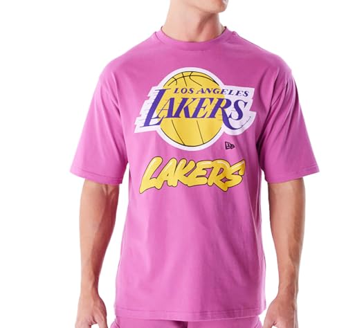 New Era NBA Wordmark Oversized T-Shirt Los Angeles Lakers pink (DE/NL/SE/PL, Alphanumerisch, M, Regular, Regular, Rosa) von New Era