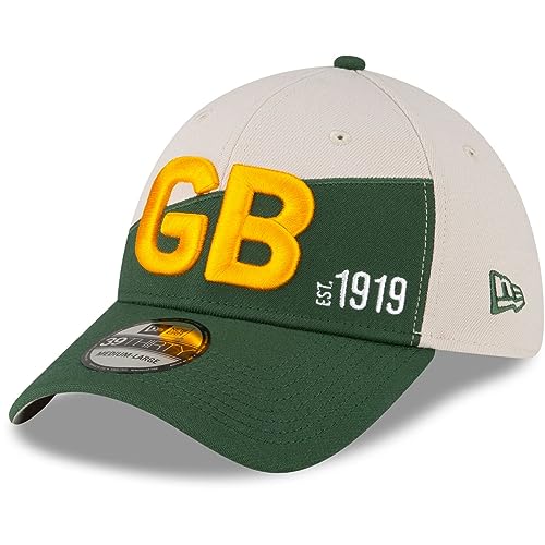 New Era - NFL Green Bay Packers 2023 Sideline Historic 39Thirty Stretch Cap Farbe Blau-Grau, Größe L-XL von New Era