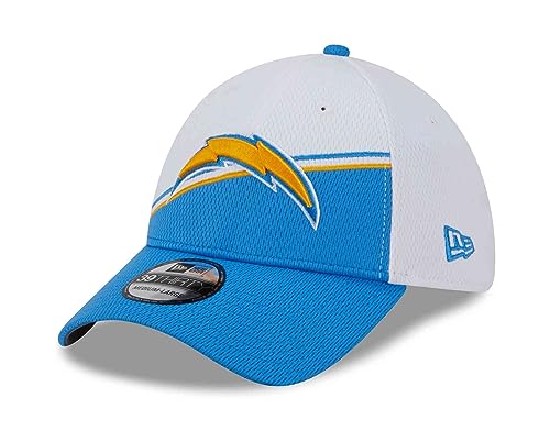 New Era - NFL Los Angeles Chargers 2023 Sideline 39Thirty Stretch Cap Farbe Blau-Weiß, Größe M-L von New Era