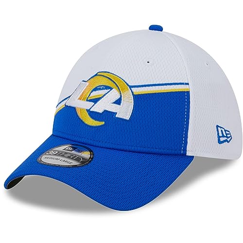 New Era - NFL Los Angeles Rams 2023 Sideline 39Thirty Stretch Cap Farbe Blau-Weiß, Größe L-XL von New Era