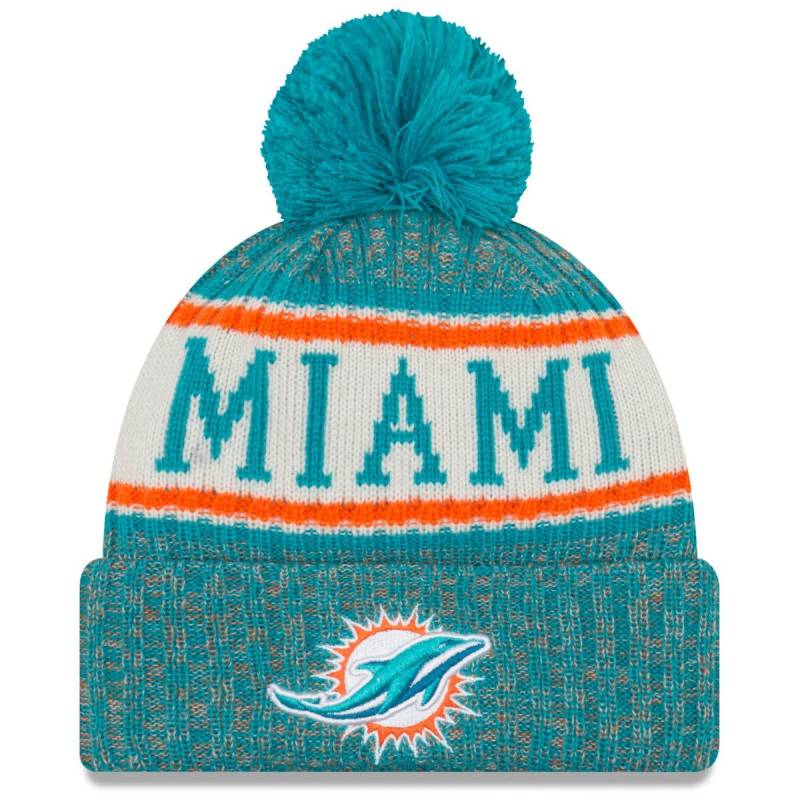 New Era NFL Sideline 2018 Bobble Mütze - Miami Dolphins von New Era
