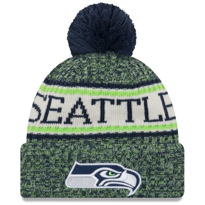 New Era NFL Sideline Winter Bobble Mütze - Seattle Seahawks von New Era