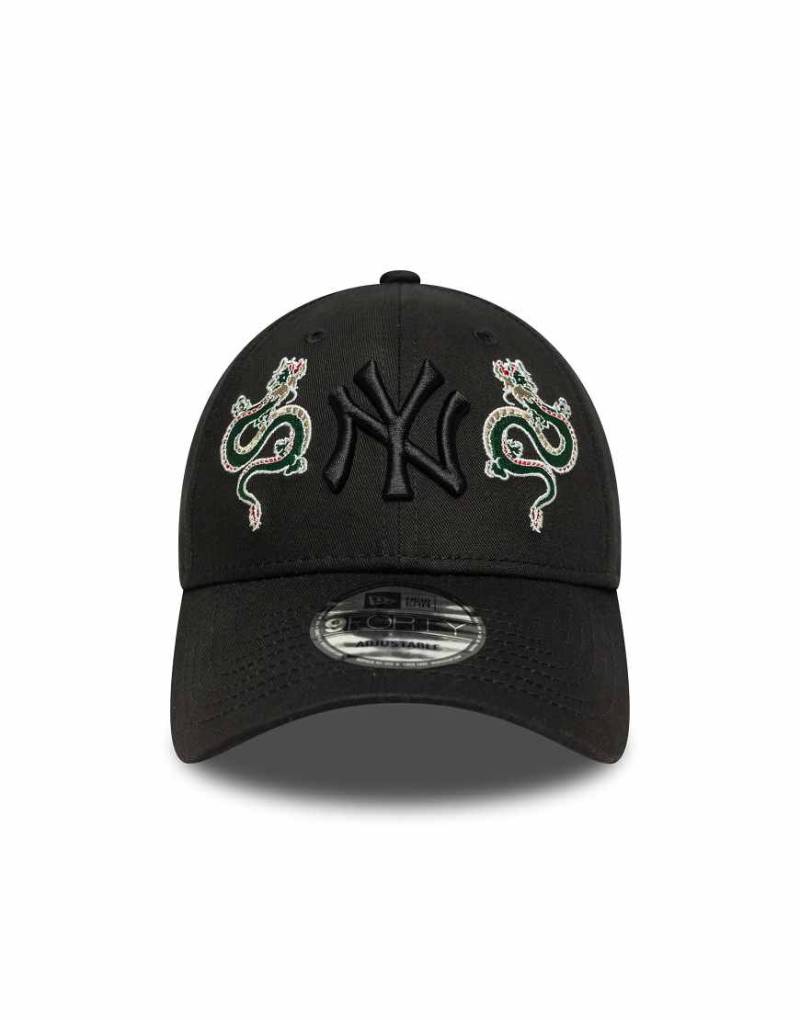 New Era - NY Yankees - 9Forty - Kappe in Schwarz mit Schlangengrafik von New Era