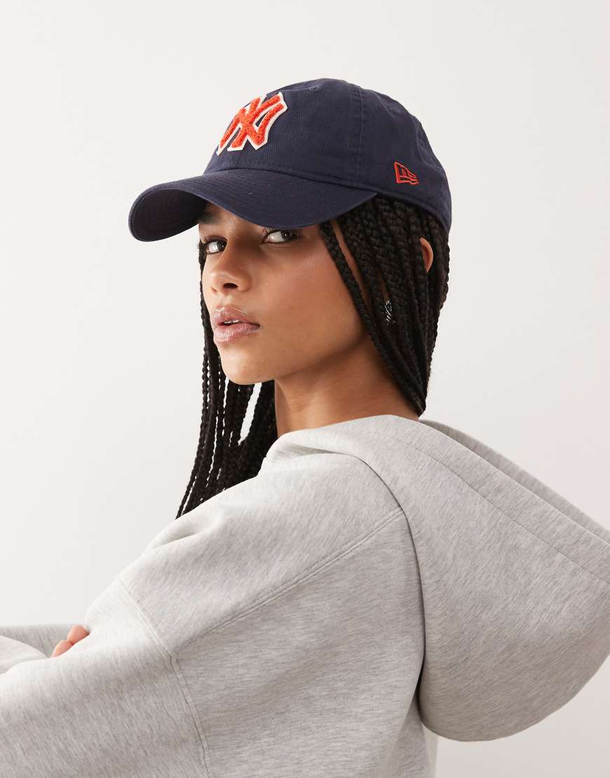New Era - NY Yankees 9Twenty - Unstrukturierte Filz-Logo-Kappe für Damen in Marineblau von New Era
