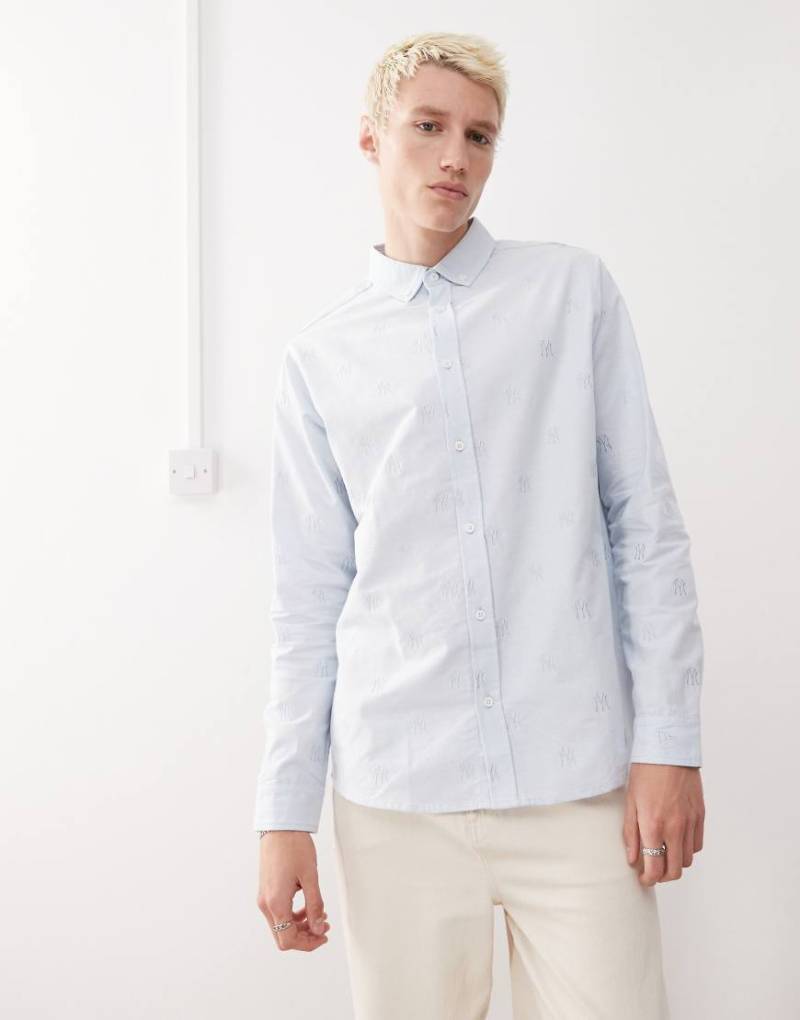 New Era - NY Yankees - Langärmliges Hemd in Blau mit kleiner Logo-Stickerei von New Era