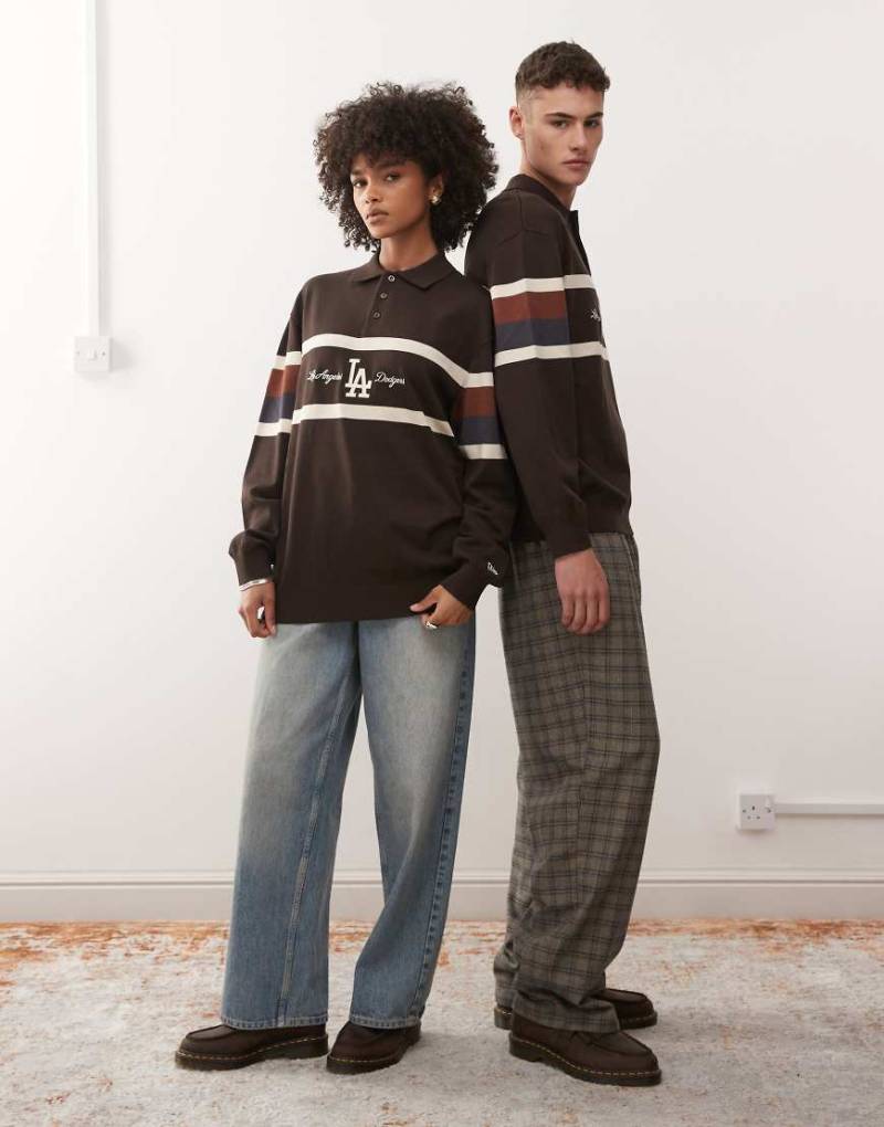 New Era - NY Yankees - Rugby-Poloshirt aus Strick in Braun mit Logo-Brown New Era - NY Yankees - Rugby-Poloshirt aus Strick in Braun mit Logo-Brown von New Era