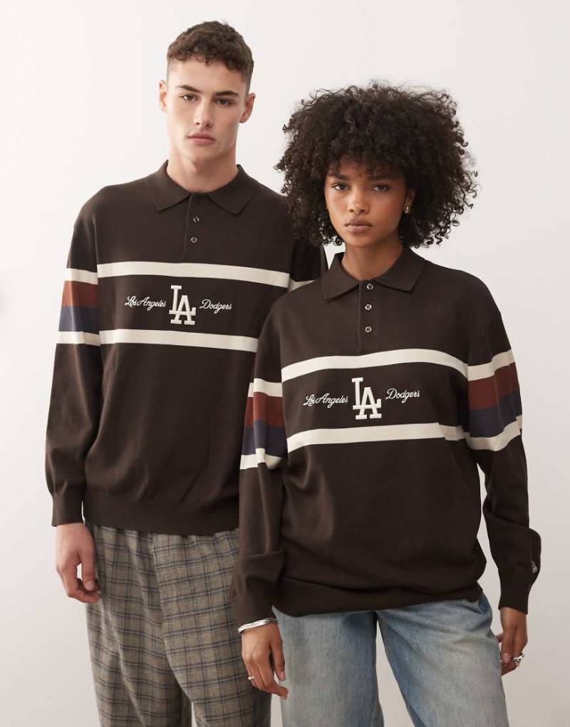 New Era - NY Yankees - Rugby-Poloshirt aus Strick in Braun mit Logo-Brown von New Era