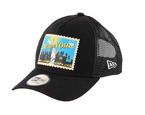 New Era New York Postcard Patch Black A-Frame Adjustable Trucker Cap - One-Size von New Era