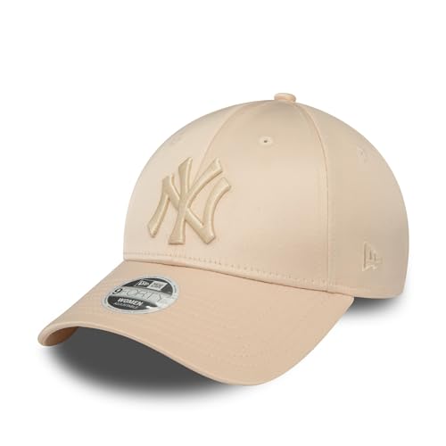 New Era New York Yankees MLB Damenkappe 9Forty verstellbar Frau Mädchen Satin beige tonales Logo - One-Size von New Era