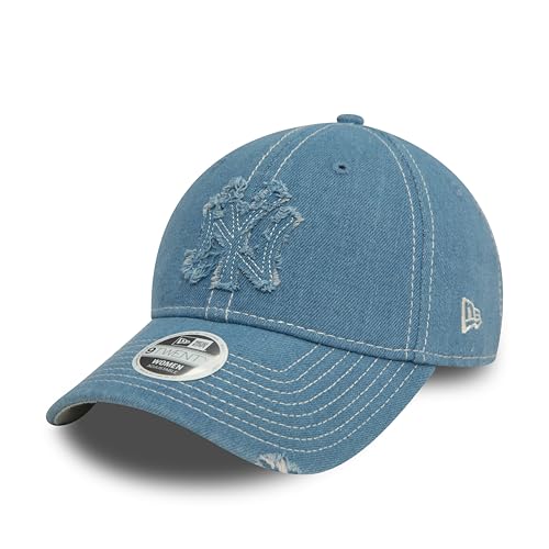 New Era New York Yankees MLB Damenkappe Used-Look verstellbar Frau Mädchen Teamlogo Cap Denim blau - One-Size von New Era