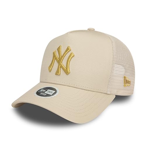 New Era New York Yankees MLB Truckerkappe für Frauen Snapback Mesh Metallic Logo NY verstellbar beige - One-Size von New Era