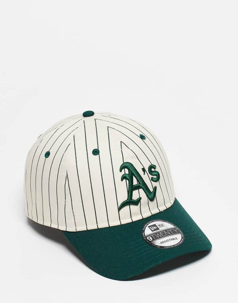 New Era - Oakland Athletics - 9twenty - Kappe in Grün/Weiß mit Nadelstreifen und Kontrast-Schirm-Bunt von New Era