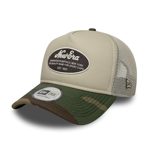 New Era Oval Camo Patch 9Forty A-Frame Trucker Cap Beige Camouflage - One-Size von New Era