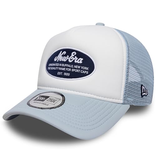 New Era Oval Foam Patch Trucker Adjustable Cap NE Logo Weiß Blau, Size:OneSize von New Era