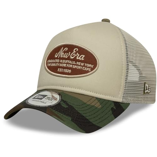 New Era Oval Patch Camo Trucker Adjustable Cap NE Logo Beige Camo, Size:OneSize von New Era