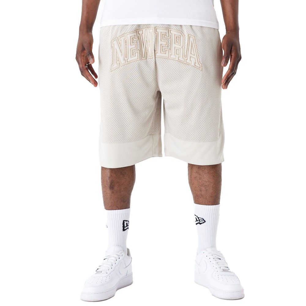 New Era Overized Mesh Basketball Shorts stone beige von New Era