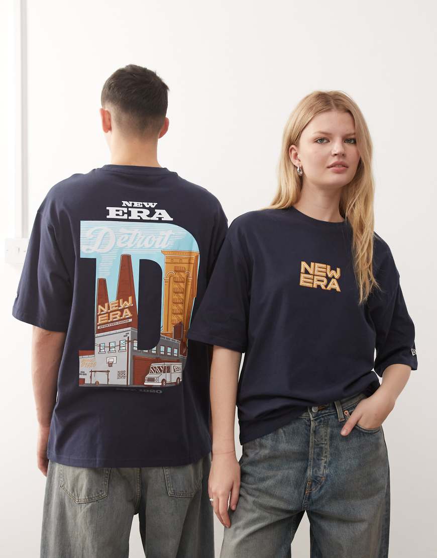 New Era - Oversize-T-Shirt in Blau mit Rückenprint von New Era