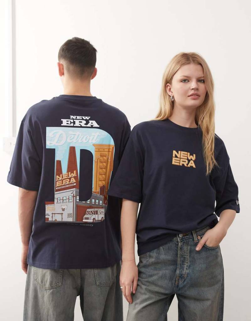 New Era - Oversize-T-Shirt in Blau mit Rückenprint von New Era