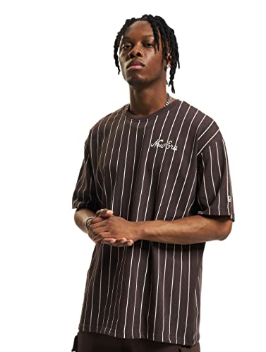 New Era Oversized Pinstripe T-Shirt Brown/White M von New Era