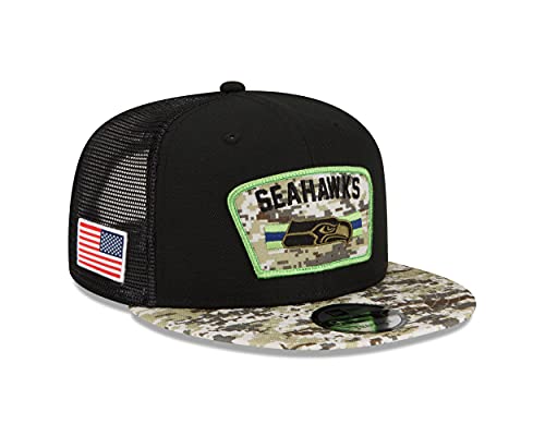 New Era Seattle Seahawks NFL On Field 2021 Salute to Service Black 9Fifty Kids Snapback Cap - Youth von New Era