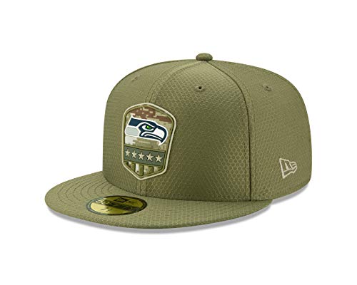 New Era Seattle Seahawks On Field 2019 Salute to Service Olive 59Fifty Cap - 7-56cm (M) von New Era