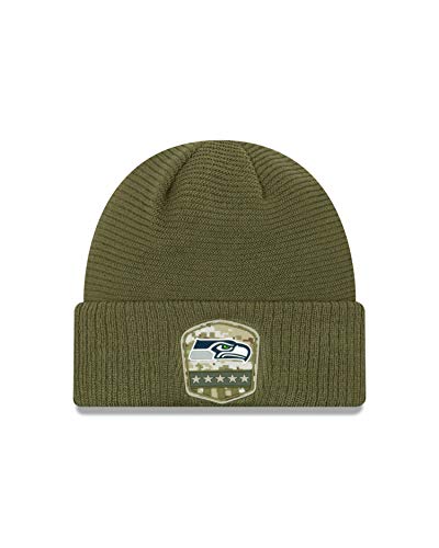 New Era Seattle Seahawks NFL On Field 2019 Salute to Service Olive Beanie - One-Size von New Era