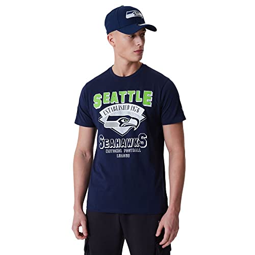 New Era Seattle Seahwaks NFL T-Shirt Fanshirt American Football Team Wordmark Jersey Blau - XL von New Era
