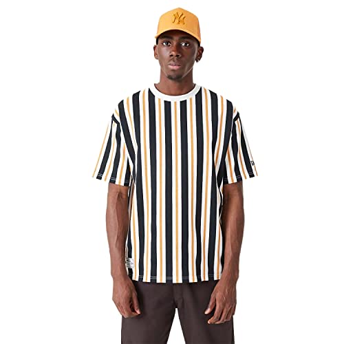 New Era Stripe Oversized T-Shirt Black White orange XXL von New Era