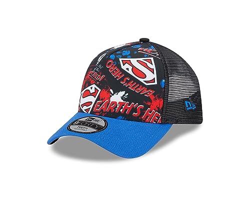 New Era Superman Truckerkappe Kinder DC Cap Snapback Mesh schwarz blau - Youth von New Era