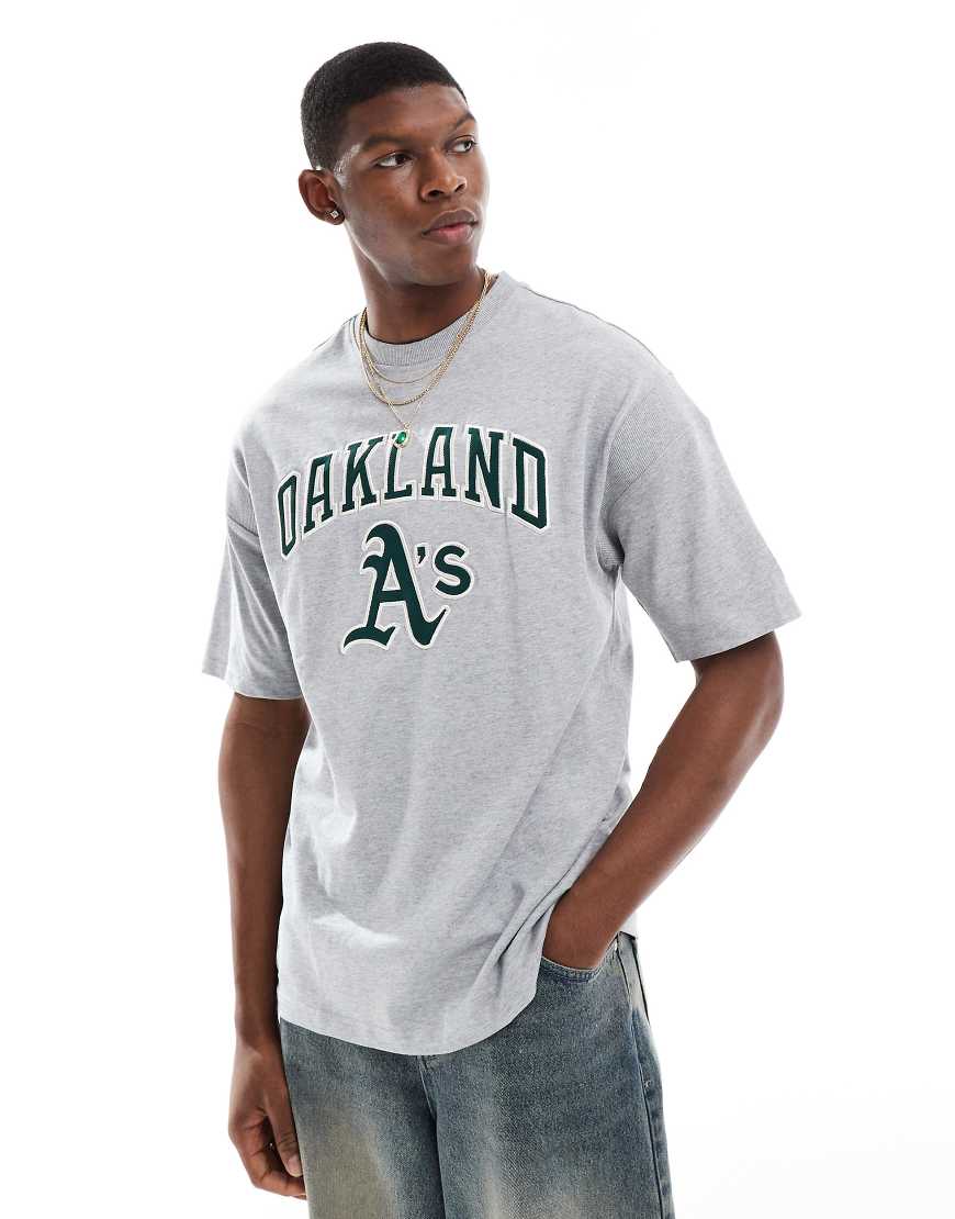 New Era - T-Shirt in Grau mit „Oakland Athletics"-Print-Blau von New Era