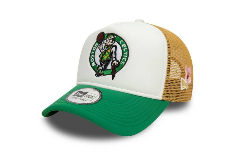 New Era Trucker Cap 9Forty A-Frame Flower Boston Celtics Patch Cap - Grün/Weiß/Gold von New Era