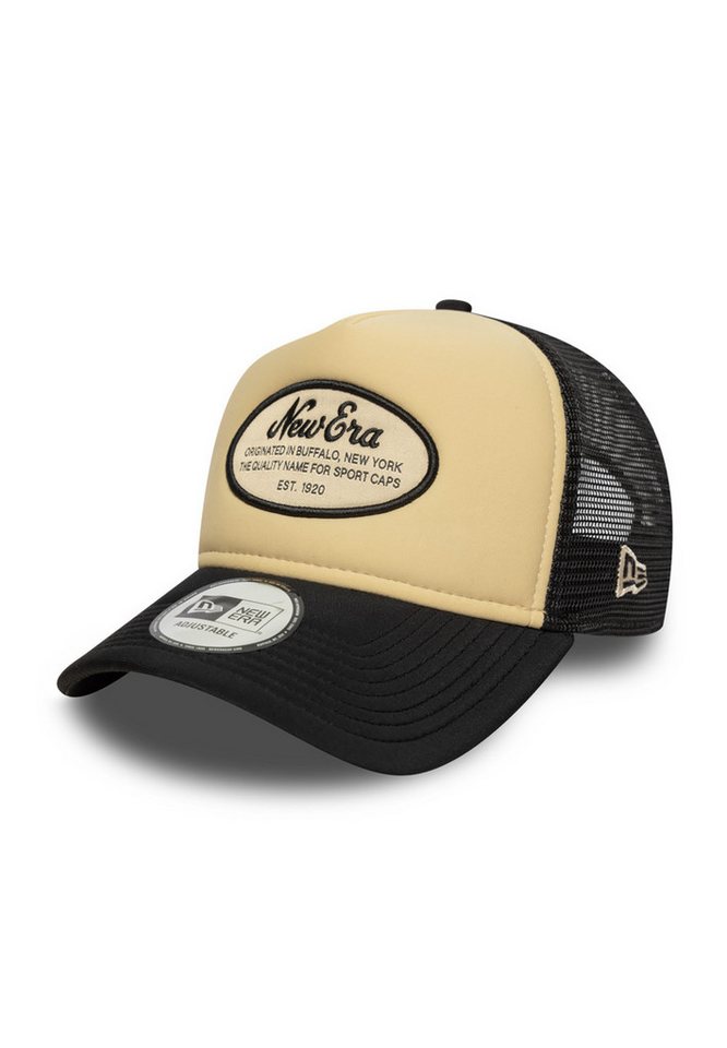 New Era Trucker Cap New Era Oval Foam Patch Trucker Adjustable Cap NE LOGO Beige Schwarz von New Era