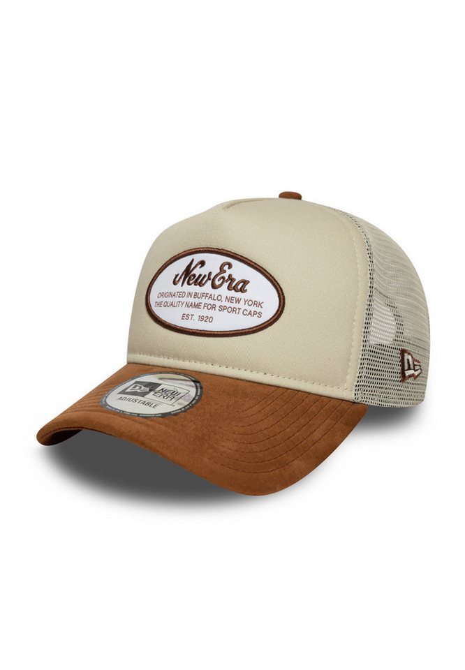 New Era Trucker Cap New Era Oval Patch Suede Trucker Adjustable Cap NE LOGO Beige Braun von New Era