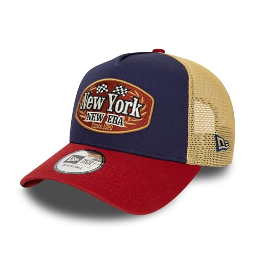 New Era Truckercap verstellbar Snapback Kappe Basecap Patch Motorsport blau rot beige - One-Size von New Era