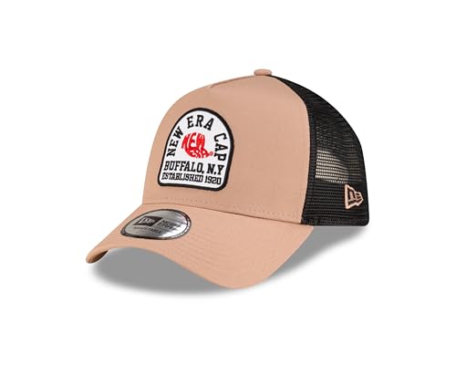 New Era Truckerkappe verstellbar Buffalo Cap Basecap Patch gebogener Schirm Mesh beige schwarz - One-Size von New Era