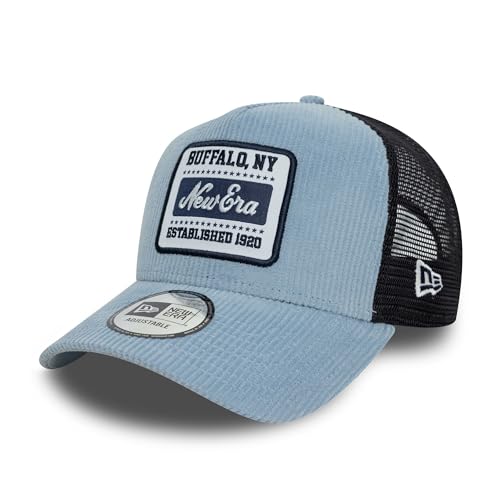 New Era Verstellbare Truckerkappe für den Sommer mit Mesh und gebogenem Schirm Kappe Patch blau - One-Size von New Era