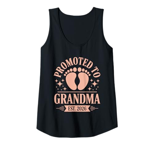 Damen Zu Grandma Est 2026 Baby Feet Sparkles befördert Tank Top Damen Zu Grandma Est 2026 Baby Feet Sparkles befördert Tank Top von New Grandma 2026 with Footprint Design For Nana