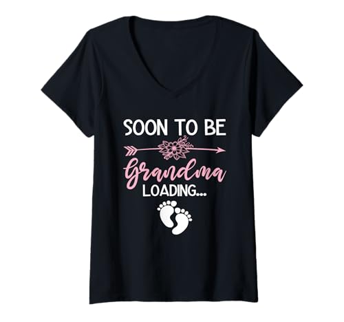 Damen Bald wird Oma Loading Neue Eltern Großmutter Schwangerschaft T-Shirt mit V-Ausschnitt Damen Bald wird Oma Loading Neue Eltern Großmutter Schwangerschaft T-Shirt mit V-Ausschnitt von New Grandma Soon To Be Grandma Gifts Grandmom