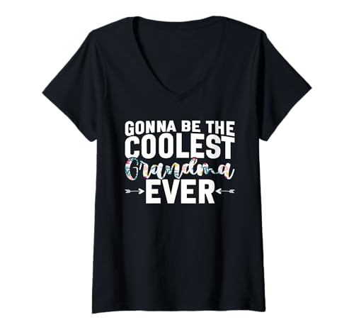 Damen Gonna Be The Coolest Grandma Ever Schwangerschaftsankündigung T-Shirt mit V-Ausschnitt Damen Gonna Be The Coolest Grandma Ever Schwangerschaftsankündigung T-Shirt mit V-Ausschnitt von New Grandma Soon To Be Grandma Gifts Grandmom
