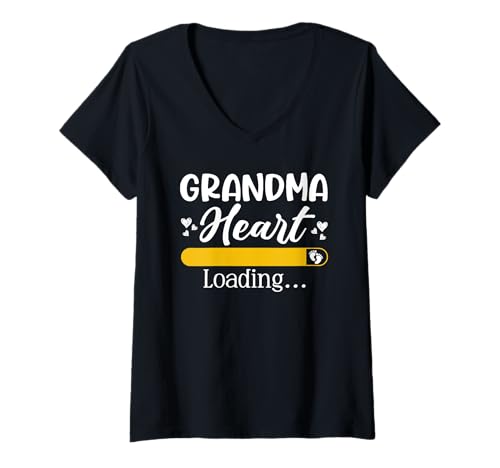 Damen Oma Heart Loading New Parent Schwangerschaftsankündigung T-Shirt mit V-Ausschnitt Damen Oma Heart Loading New Parent Schwangerschaftsankündigung T-Shirt mit V-Ausschnitt von New Grandma Soon To Be Grandma Gifts Grandmom